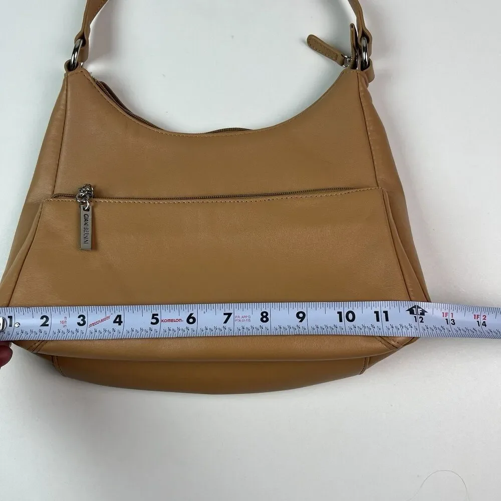 GIANI BERNINI Napa Leather Hobo Shoulder Bag Tan Classic Minimalist Preppy Retro